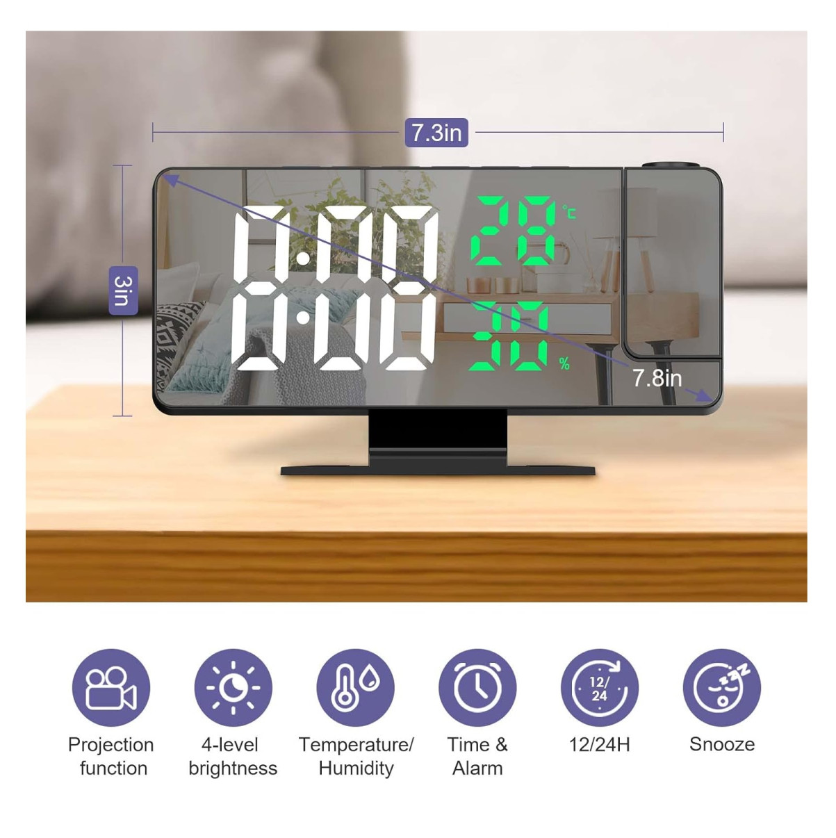 Reloj Despertador De Proyección 180°